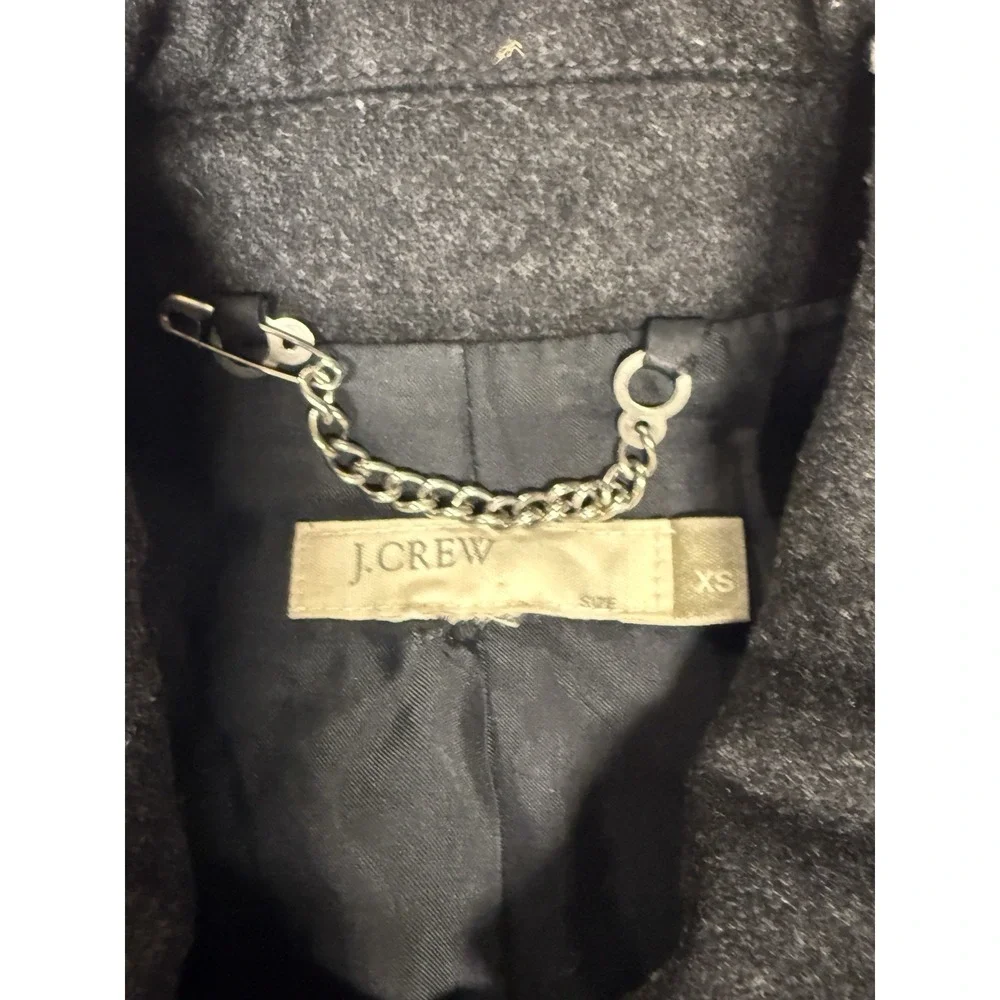 J. Crew‎ Women's Dark Gray Wool Blend Belted Pea Coat Size XS - Picture 4 of 5